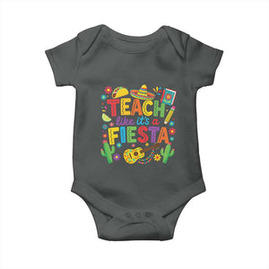 Cinco De Mayo Teacher Baby Onesie Teach Like Its A Fiesta TS14 Dark Heather Print Your Wear