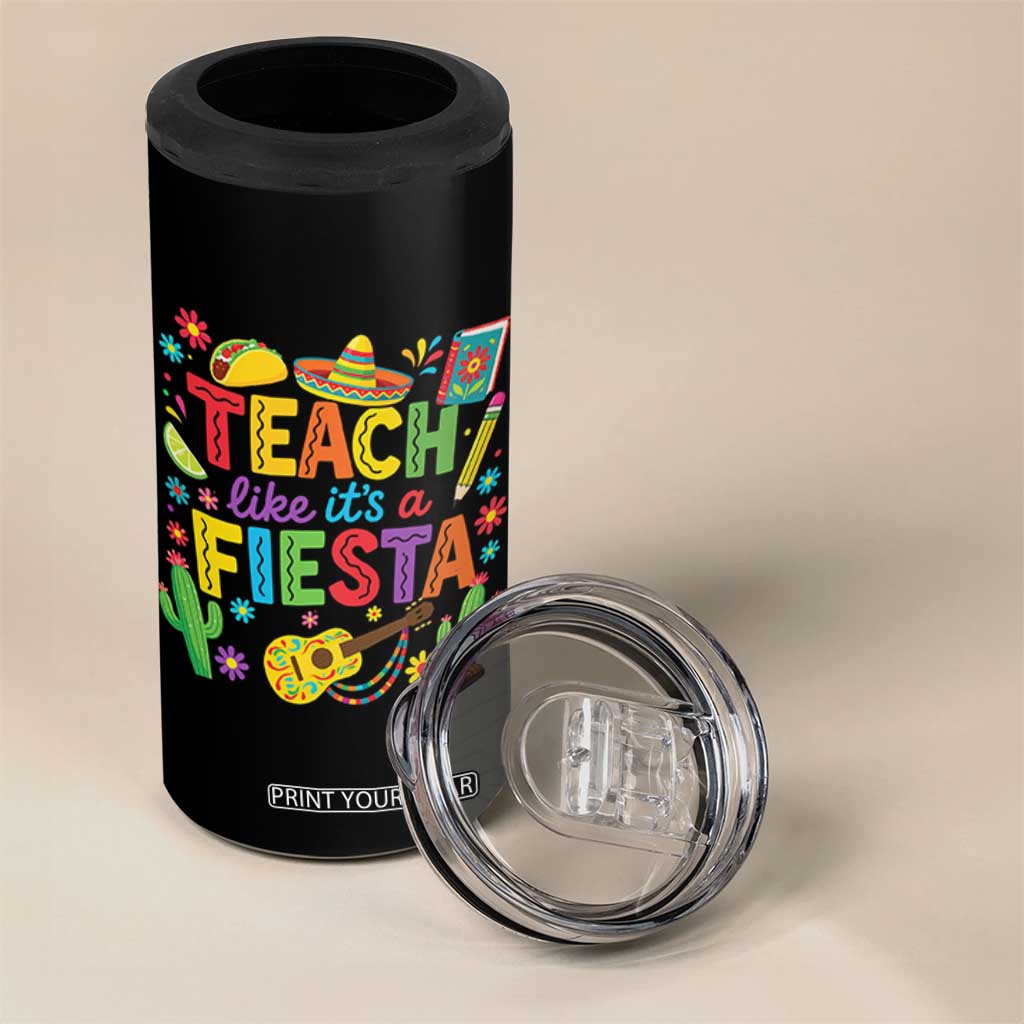 Cinco De Mayo Teacher 4 in 1 Can Cooler Tumbler Teach Like Its A Fiesta TS14 Print Your Wear