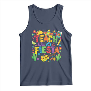 Cinco De Mayo Teacher Tank Top Teach Like Its A Fiesta TS14 Navy Print Your Wear