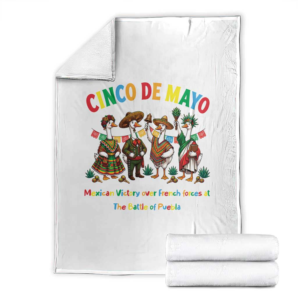 Cinco de Mayo Mexican Victory Throw Blanket Silly Goose Festive Heritage Puebla Battle 1862 TS14 White Print Your Wear