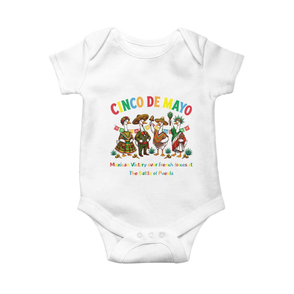 Cinco de Mayo Mexican Victory Baby Onesie Silly Goose Festive Heritage Puebla Battle 1862 TS14 White Print Your Wear