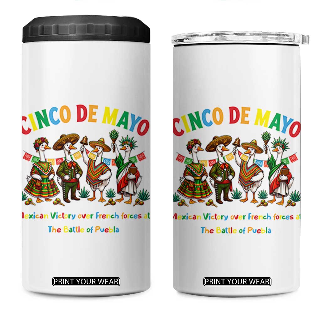 Cinco de Mayo Mexican Victory 4 in 1 Can Cooler Tumbler Silly Goose Festive Heritage Puebla Battle 1862 TS14 One Size: 16 oz White Print Your Wear