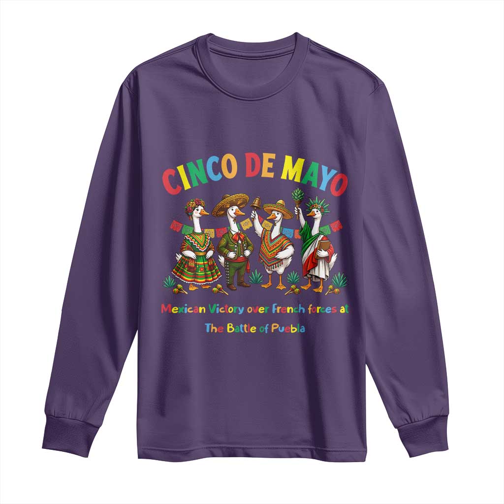 Cinco de Mayo Mexican Victory Long Sleeve Shirt Silly Goose Festive Heritage Puebla Battle 1862 TS14 Purple Print Your Wear