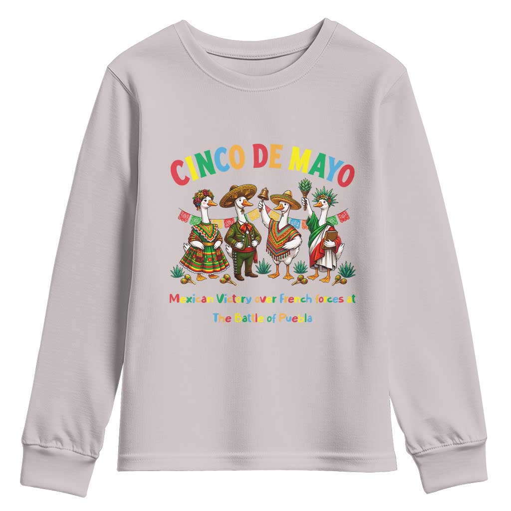 Cinco de Mayo Mexican Victory Youth Sweatshirt Silly Goose Festive Heritage Puebla Battle 1862 TS14 Ice Gray Print Your Wear