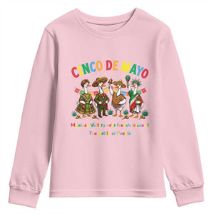 Cinco de Mayo Mexican Victory Youth Sweatshirt Silly Goose Festive Heritage Puebla Battle 1862 TS14 Light Pink Print Your Wear