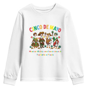 Cinco de Mayo Mexican Victory Youth Sweatshirt Silly Goose Festive Heritage Puebla Battle 1862 TS14 White Print Your Wear