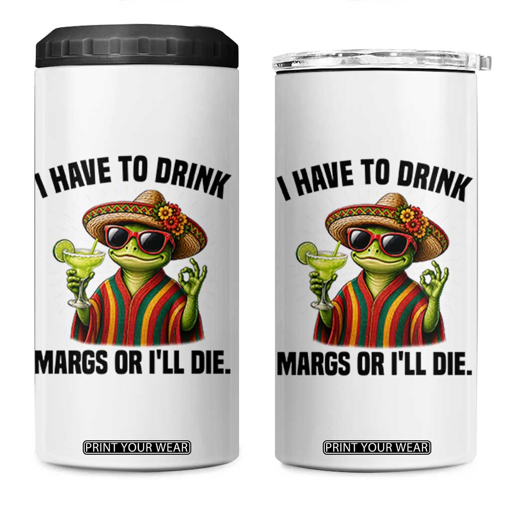 Cinco De Drinko Margarita 4 in 1 Can Cooler Tumbler Funny Drinking Lizard Cinco De Mayo Fiesta TS14 One Size: 16 oz Black Print Your Wear