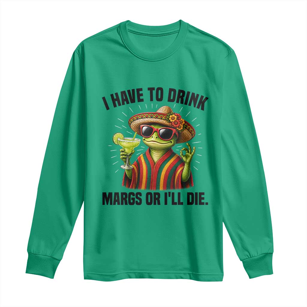 Cinco De Drinko Margarita Long Sleeve Shirt Funny Drinking Lizard Cinco De Mayo Fiesta TS14 Irish Green Print Your Wear
