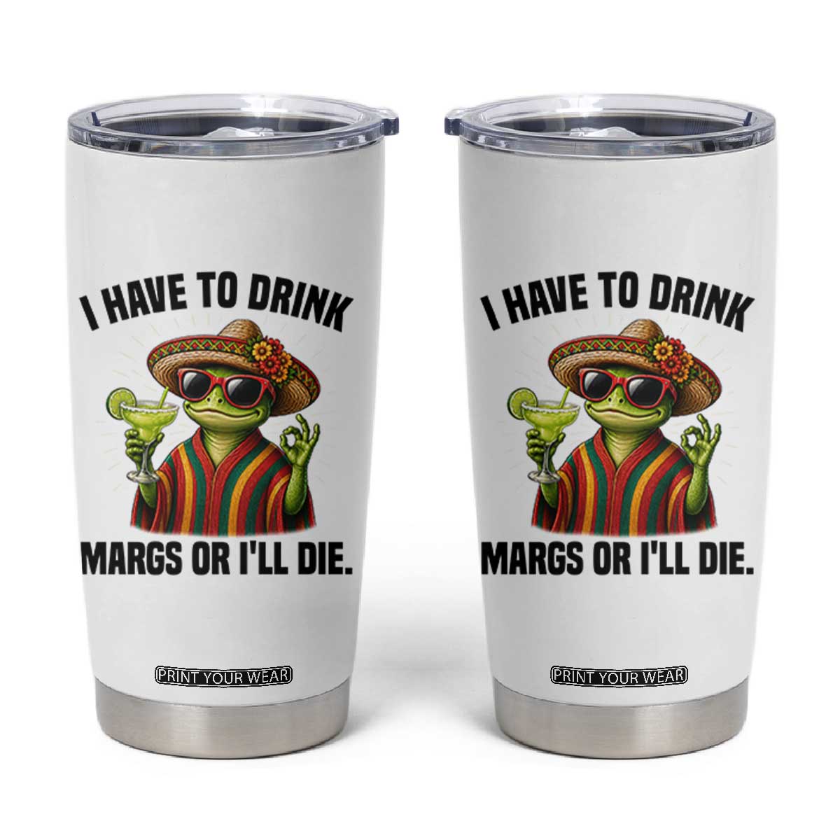 Cinco De Drinko Margarita Tumbler Cup Funny Drinking Lizard Cinco De Mayo Fiesta TS14 Black Print Your Wear