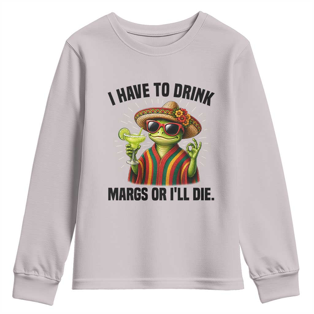 Cinco De Drinko Margarita Youth Sweatshirt Funny Drinking Lizard Cinco De Mayo Fiesta TS14 Ice Gray Print Your Wear