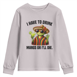 Cinco De Drinko Margarita Youth Sweatshirt Funny Drinking Lizard Cinco De Mayo Fiesta TS14 Ice Gray Print Your Wear