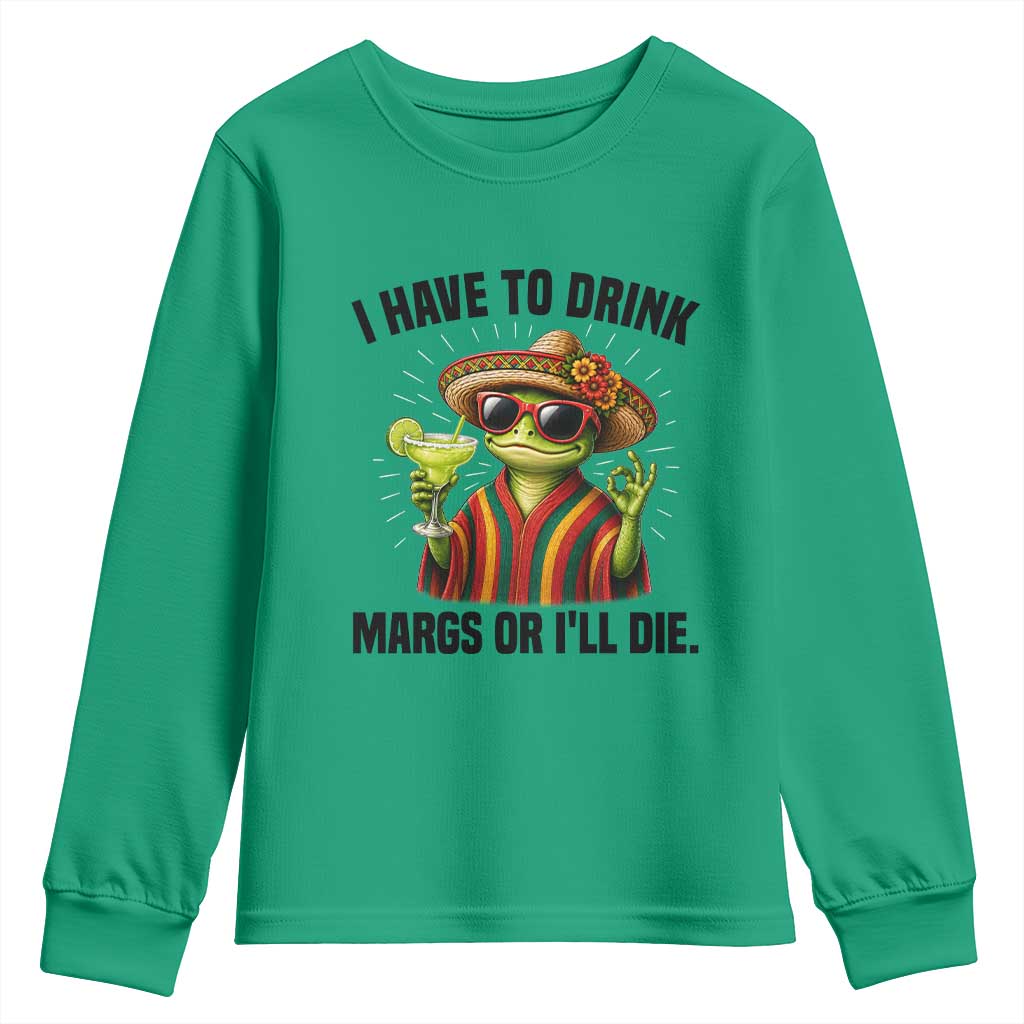 Cinco De Drinko Margarita Youth Sweatshirt Funny Drinking Lizard Cinco De Mayo Fiesta TS14 Irish Green Print Your Wear