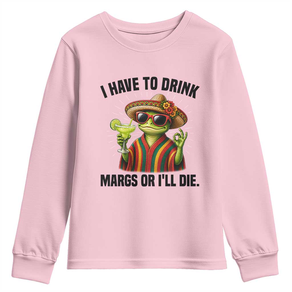Cinco De Drinko Margarita Youth Sweatshirt Funny Drinking Lizard Cinco De Mayo Fiesta TS14 Light Pink Print Your Wear