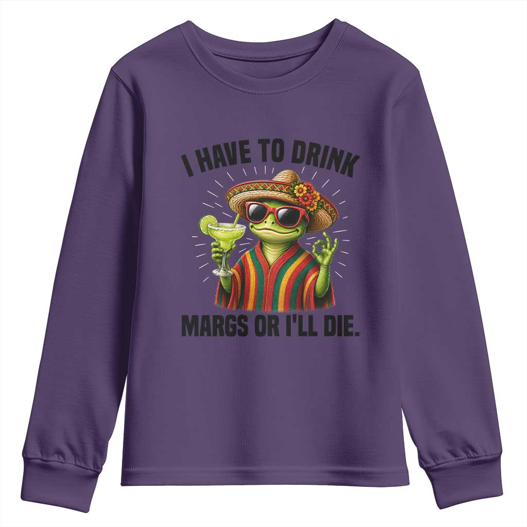 Cinco De Drinko Margarita Youth Sweatshirt Funny Drinking Lizard Cinco De Mayo Fiesta TS14 Purple Print Your Wear