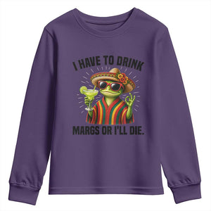 Cinco De Drinko Margarita Youth Sweatshirt Funny Drinking Lizard Cinco De Mayo Fiesta TS14 Purple Print Your Wear