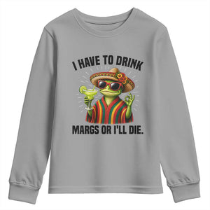 Cinco De Drinko Margarita Youth Sweatshirt Funny Drinking Lizard Cinco De Mayo Fiesta TS14 Sport Gray Print Your Wear