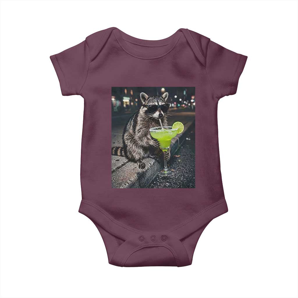 Margarita Cocktail Baby Onesie Funny Raccoon Mexican Food Meme TS14 Maroon Print Your Wear