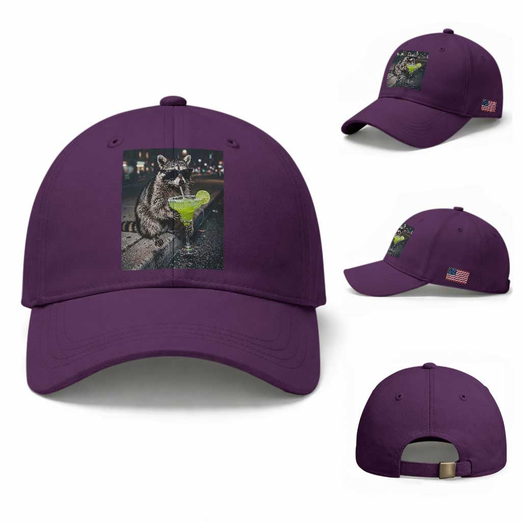 Margarita Cocktail Baseball Cap Funny Raccoon Mexican Food Meme TS14 Baseball Cap Universal Fit Purple Print Your Wear