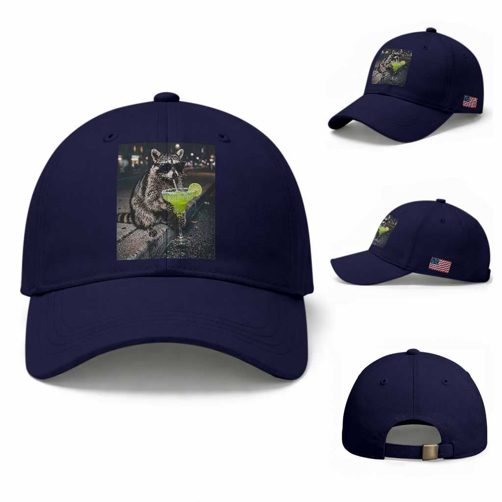 Margarita Cocktail Baseball Cap Funny Raccoon Mexican Food Meme TS14 Baseball Cap Universal Fit Dark Blue Print Your Wear