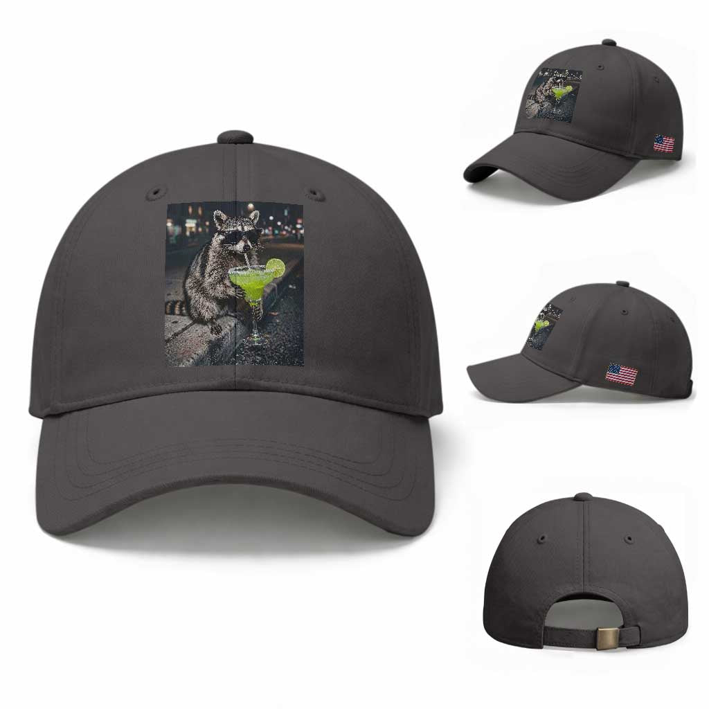 Margarita Cocktail Baseball Cap Funny Raccoon Mexican Food Meme TS14 Baseball Cap Universal Fit Dark Gray Print Your Wear