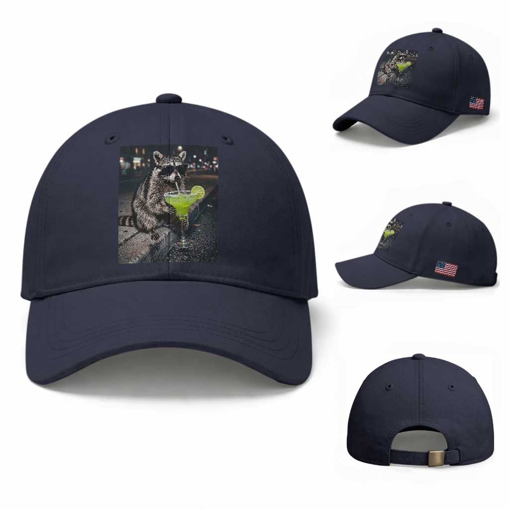Margarita Cocktail Baseball Cap Funny Raccoon Mexican Food Meme TS14 Baseball Cap Universal Fit Navy Print Your Wear