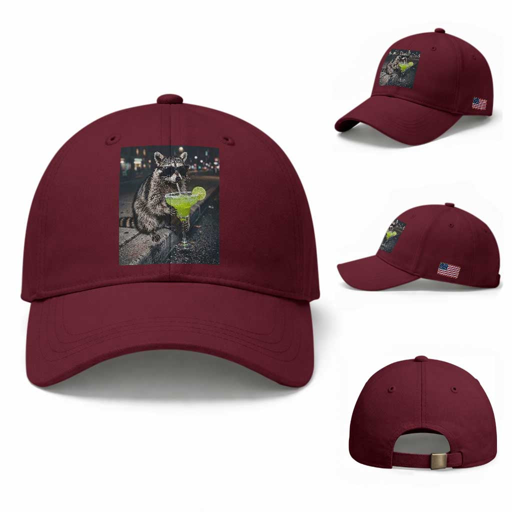 Margarita Cocktail Baseball Cap Funny Raccoon Mexican Food Meme TS14 Baseball Cap Universal Fit Maroon Print Your Wear
