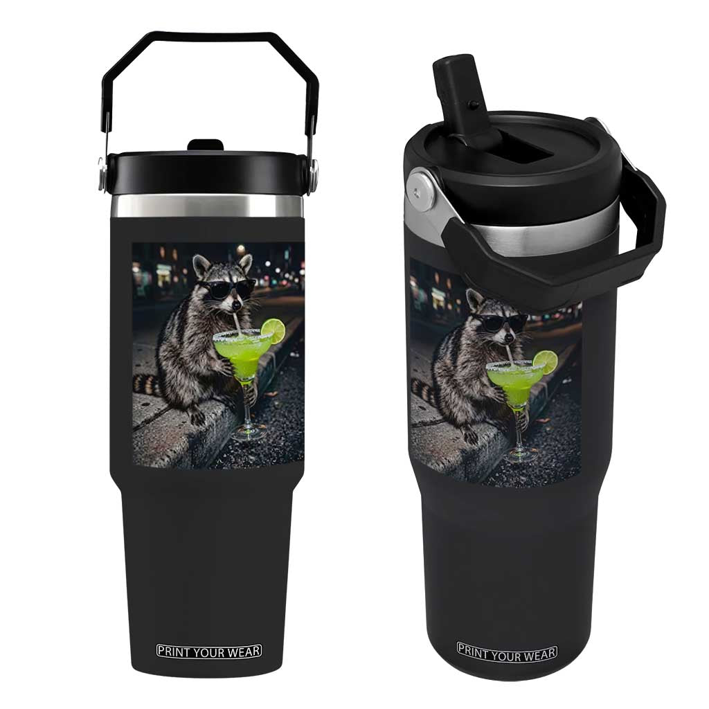 Margarita Cocktail Flip Straw Tumbler Funny Raccoon Mexican Food Meme TS14 One Size: 30 oz Black Print Your Wear