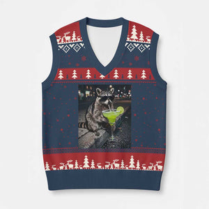 Margarita Cocktail V-Neck Knit Sweater Vest Funny Raccoon Mexican Food Meme TS14 Navy Red Print Your Wear
