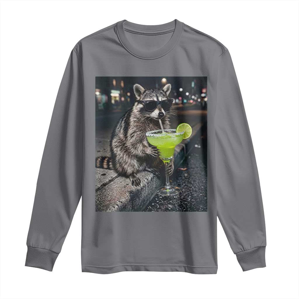 Margarita Cocktail Long Sleeve Shirt Funny Raccoon Mexican Food Meme TS14 Charcoal Print Your Wear