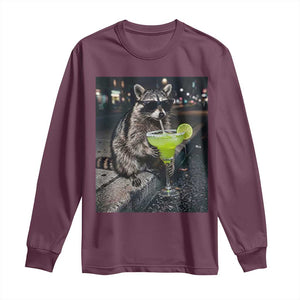 Margarita Cocktail Long Sleeve Shirt Funny Raccoon Mexican Food Meme TS14 Maroon Print Your Wear