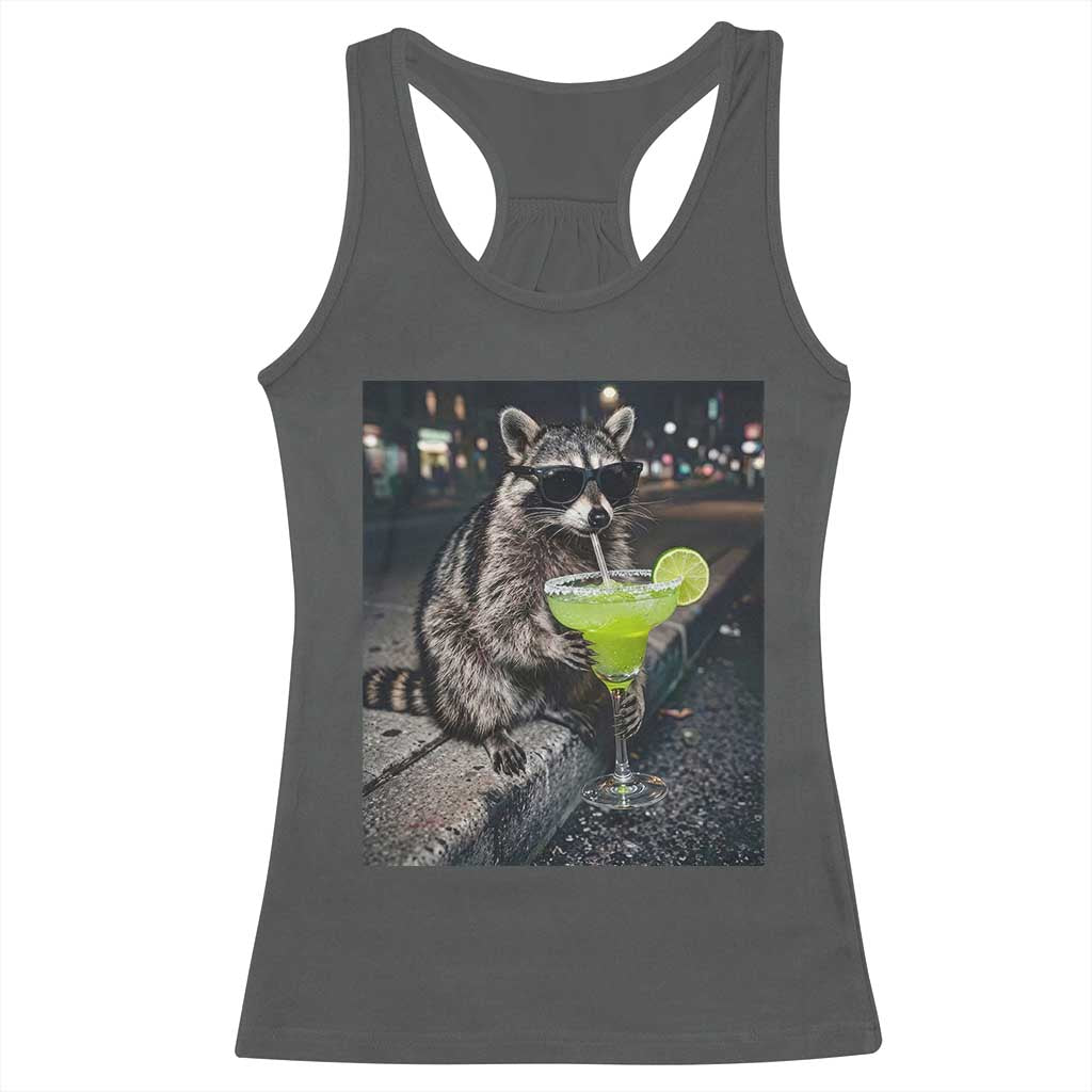 Margarita Cocktail Racerback Tank Top Funny Raccoon Mexican Food Meme TS14 Dark Heather Print Your Wear