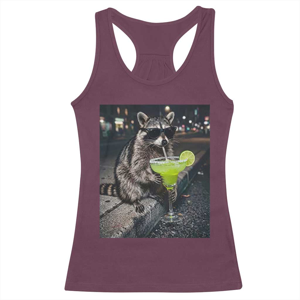 Margarita Cocktail Racerback Tank Top Funny Raccoon Mexican Food Meme TS14 Maroon Print Your Wear
