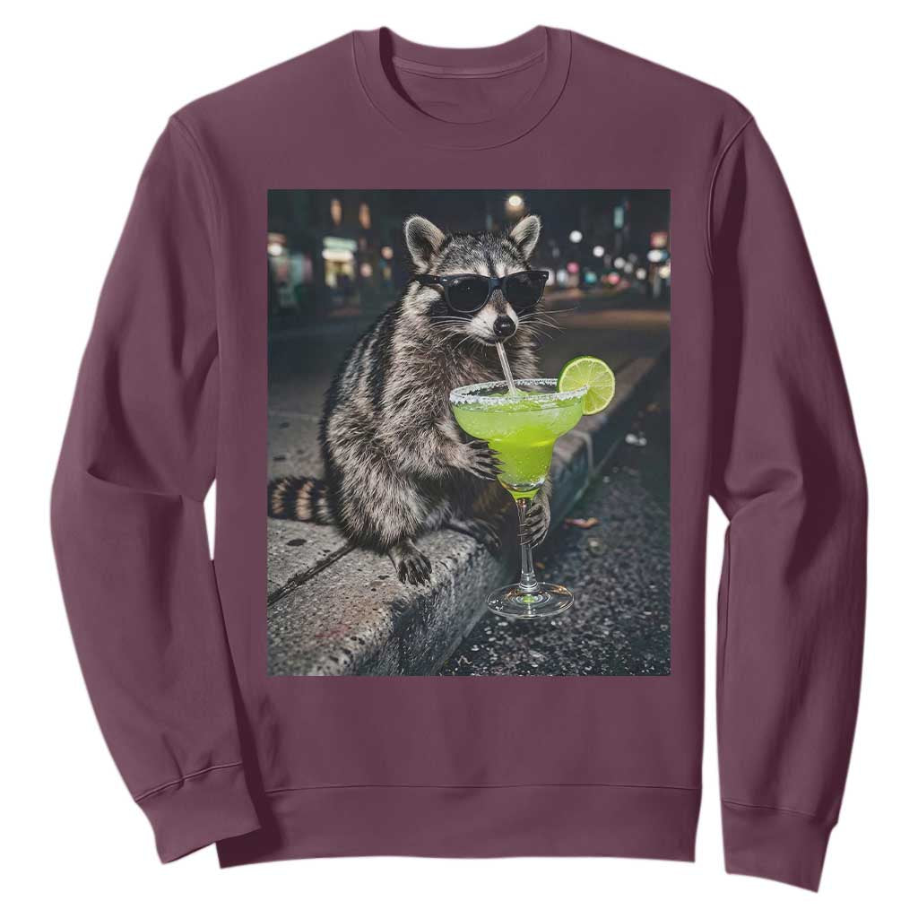 Margarita Cocktail Sweatshirt Funny Raccoon Mexican Food Meme TS14 Maroon Print Your Wear
