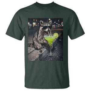 Margarita Cocktail T Shirt Funny Raccoon Mexican Food Meme TS14 Dark Forest Green Print Your Wear