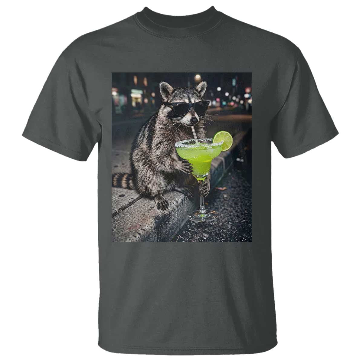 Margarita Cocktail T Shirt Funny Raccoon Mexican Food Meme TS14 Dark Heather Print Your Wear
