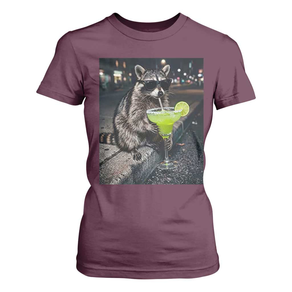 Margarita Cocktail T Shirt For Women Funny Raccoon Mexican Food Meme TS14 Maroon Print Your Wear