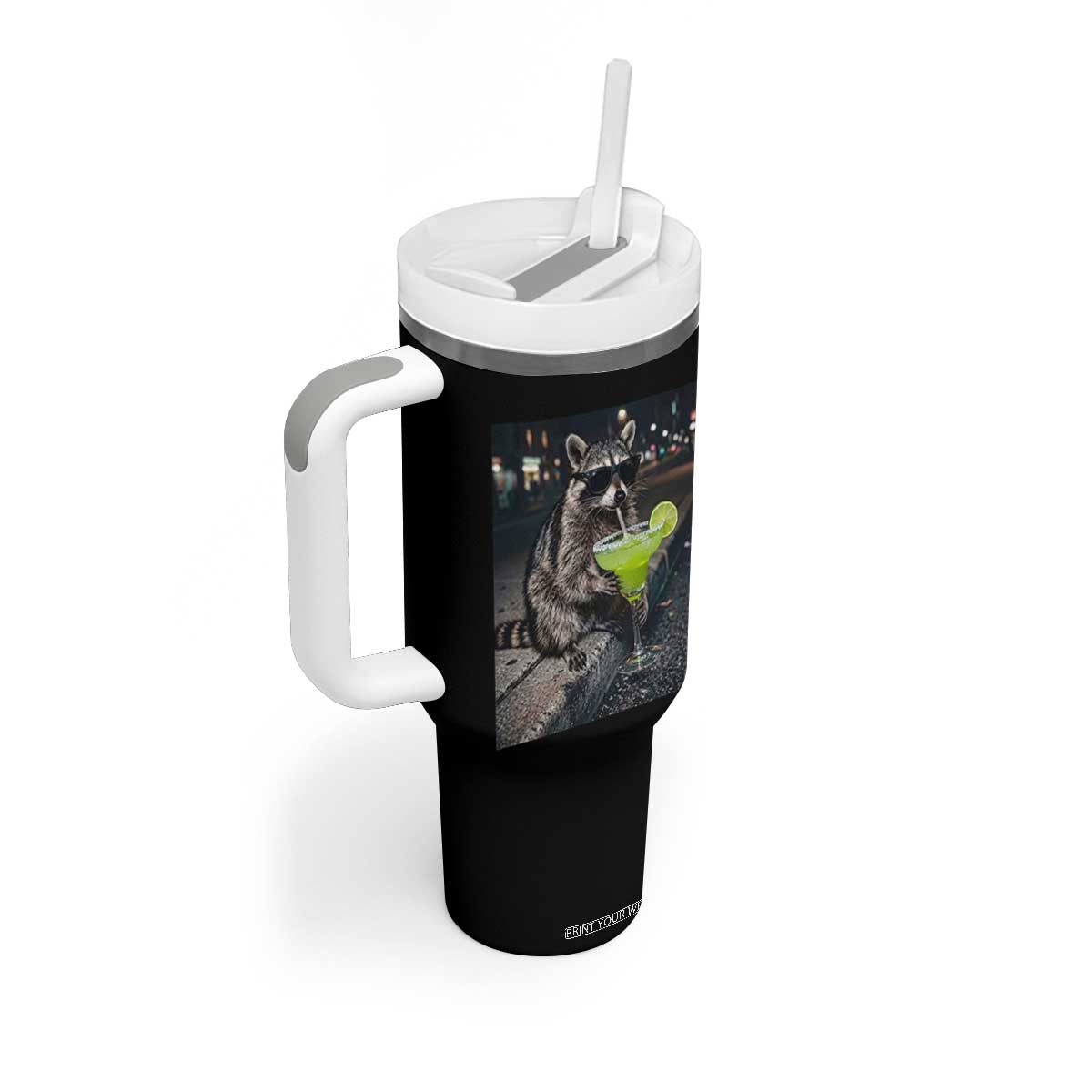 Margarita Cocktail Tumbler With Handle Funny Raccoon Mexican Food Meme TS14 Print Your Wear