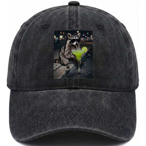 Margarita Cocktail Washed Cotton Baseball Cap Funny Raccoon Mexican Food Meme TS14 Print Your Wear