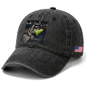 Margarita Cocktail Washed Cotton Baseball Cap Funny Raccoon Mexican Food Meme TS14 Print Your Wear