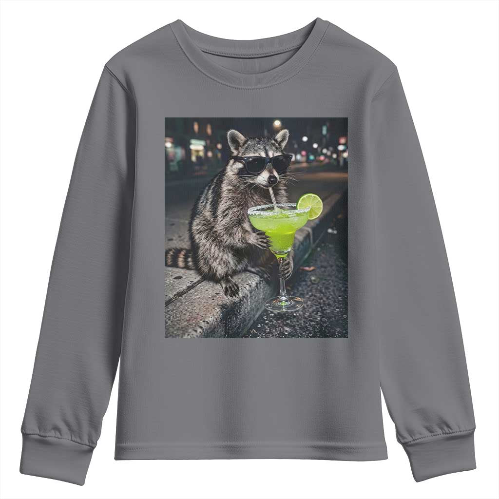 Margarita Cocktail Youth Sweatshirt Funny Raccoon Mexican Food Meme TS14 Charcoal Print Your Wear