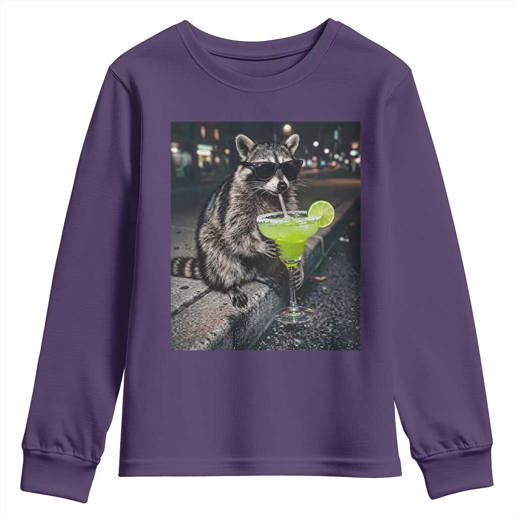 Margarita Cocktail Youth Sweatshirt Funny Raccoon Mexican Food Meme TS14 Purple Print Your Wear