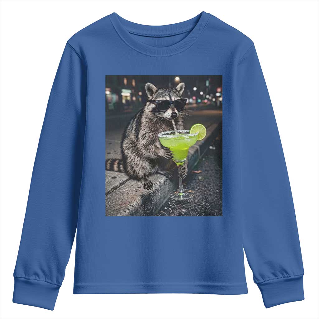 Margarita Cocktail Youth Sweatshirt Funny Raccoon Mexican Food Meme TS14 Royal Blue Print Your Wear
