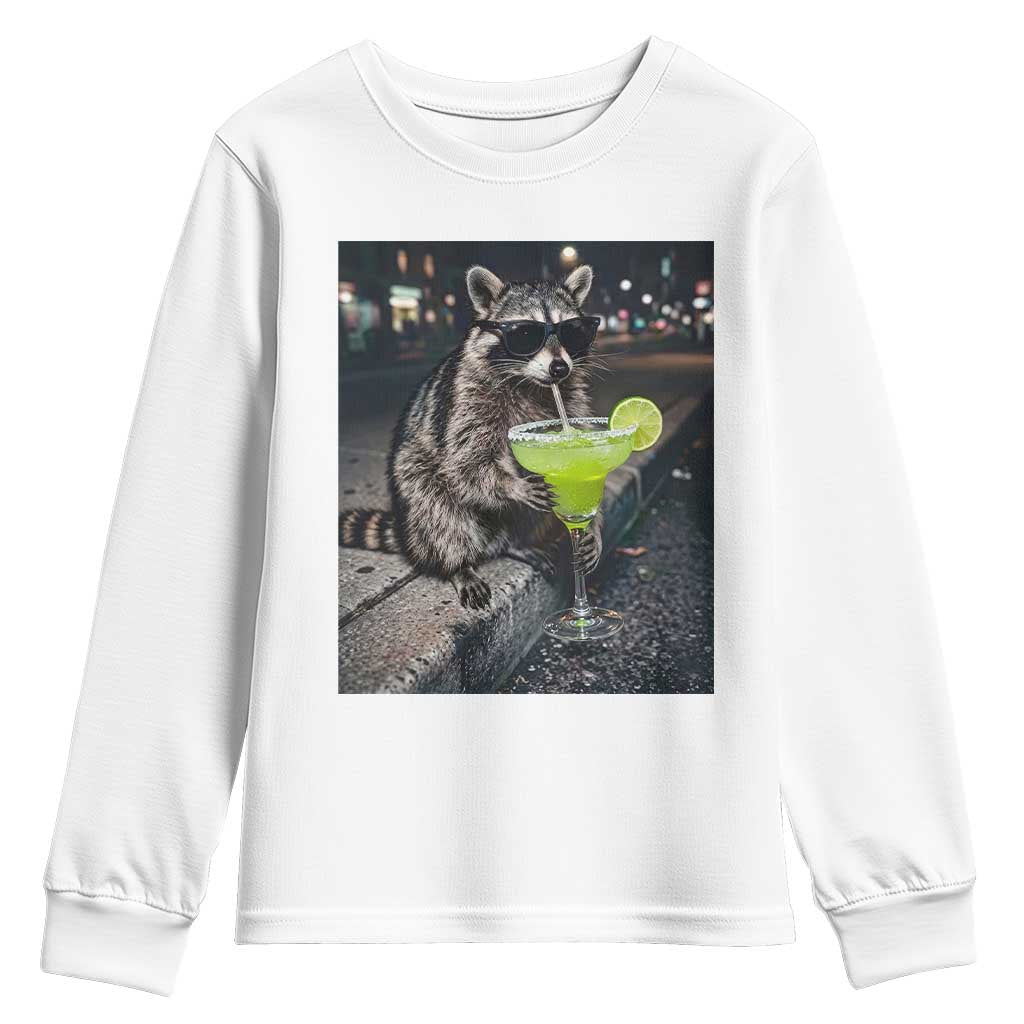 Margarita Cocktail Youth Sweatshirt Funny Raccoon Mexican Food Meme TS14 White Print Your Wear