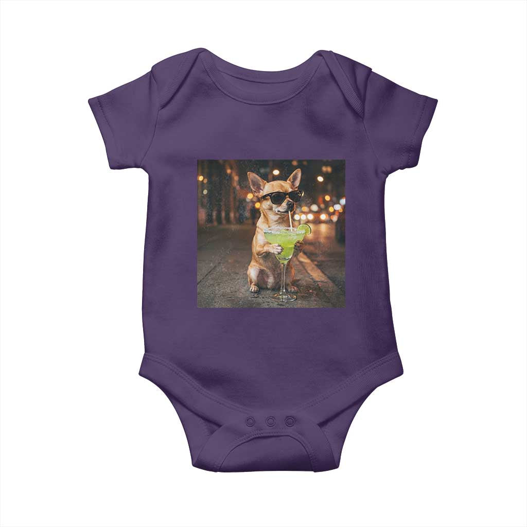 Cinco de Mayo Margarita Baby Onesie Funny Chihuahua Drinking Cocktail Mexican Fiesta Gift TS14 Purple Print Your Wear