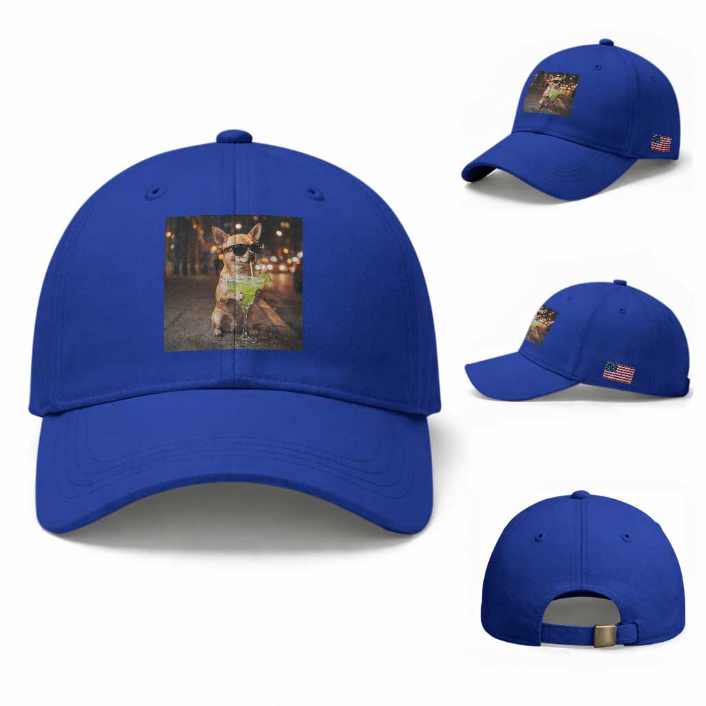 Cinco de Mayo Margarita Baseball Cap Funny Chihuahua Drinking Cocktail Mexican Fiesta Gift TS14 Baseball Cap Universal Fit Royal Blue Print Your Wear