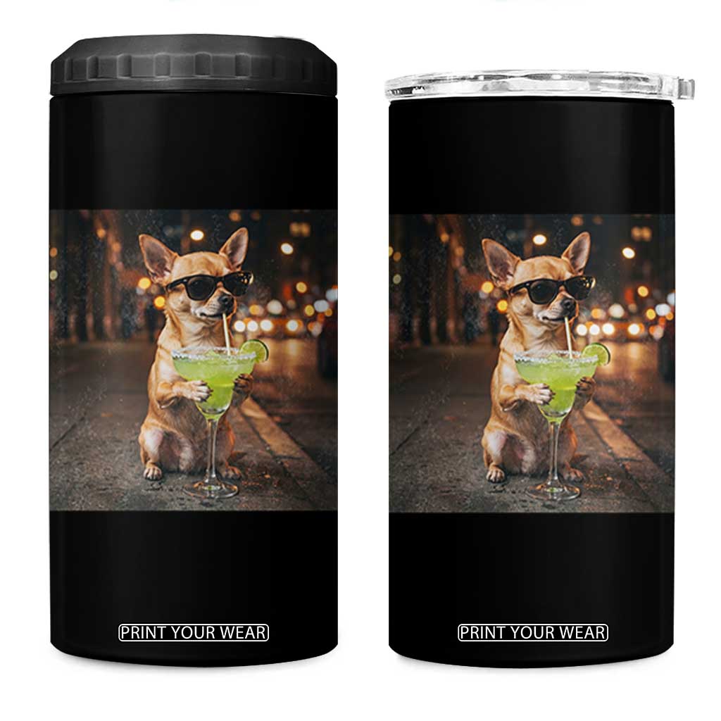 Cinco de Mayo Margarita 4 in 1 Can Cooler Tumbler Funny Chihuahua Drinking Cocktail Mexican Fiesta Gift TS14 One Size: 16 oz Black Print Your Wear