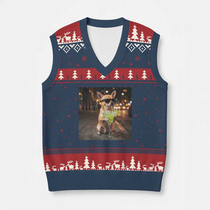 Cinco de Mayo Margarita V-Neck Knit Sweater Vest Funny Chihuahua Drinking Cocktail Mexican Fiesta Gift TS14 Navy Red Print Your Wear