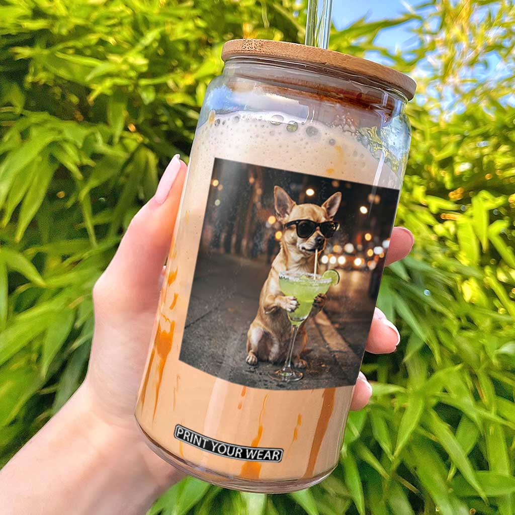 Cinco de Mayo Margarita Glass Can Funny Chihuahua Drinking Cocktail Mexican Fiesta Gift TS14 Black Print Your Wear