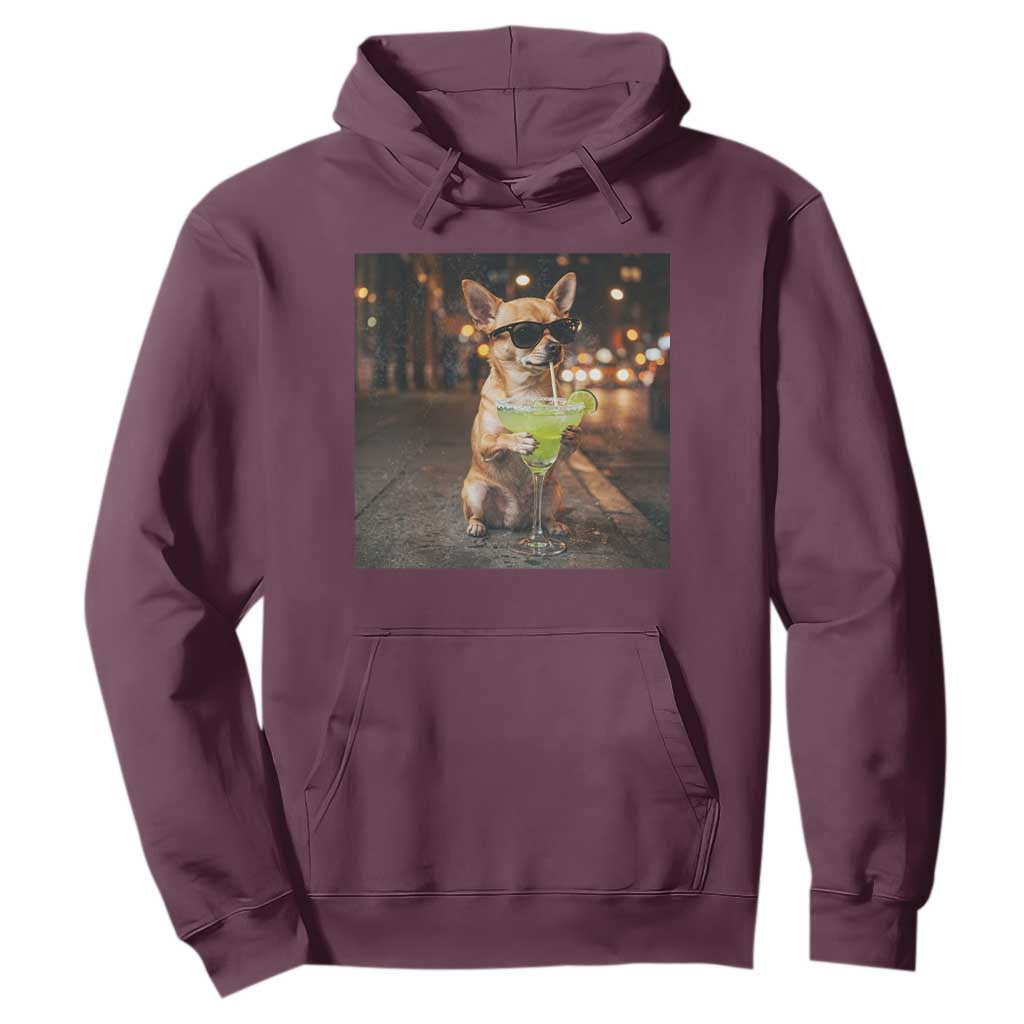 Cinco de Mayo Margarita Hoodie Funny Chihuahua Drinking Cocktail Mexican Fiesta Gift TS14 Maroon Print Your Wear