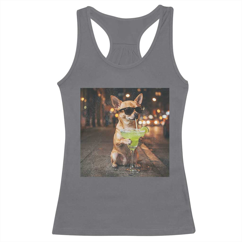 Cinco de Mayo Margarita Racerback Tank Top Funny Chihuahua Drinking Cocktail Mexican Fiesta Gift TS14 Charcoal Print Your Wear